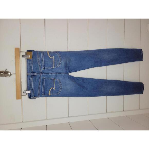 NWOT American Eagle Outfitters size 4 blue distressed hi-rise jeggings - Picture 2 of 6